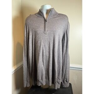The Foundry Supply Co Men's 2XLT tall Quarter Zip Sweater Heathered Brown Cotton